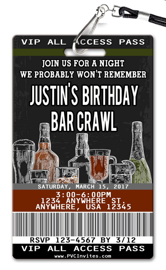 Bar Crawl Birthday Invitation