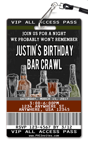 Bar Crawl Birthday Invitation