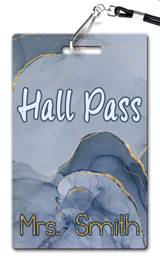 Blue and Gold Marble Hall Passes (Set of 10)