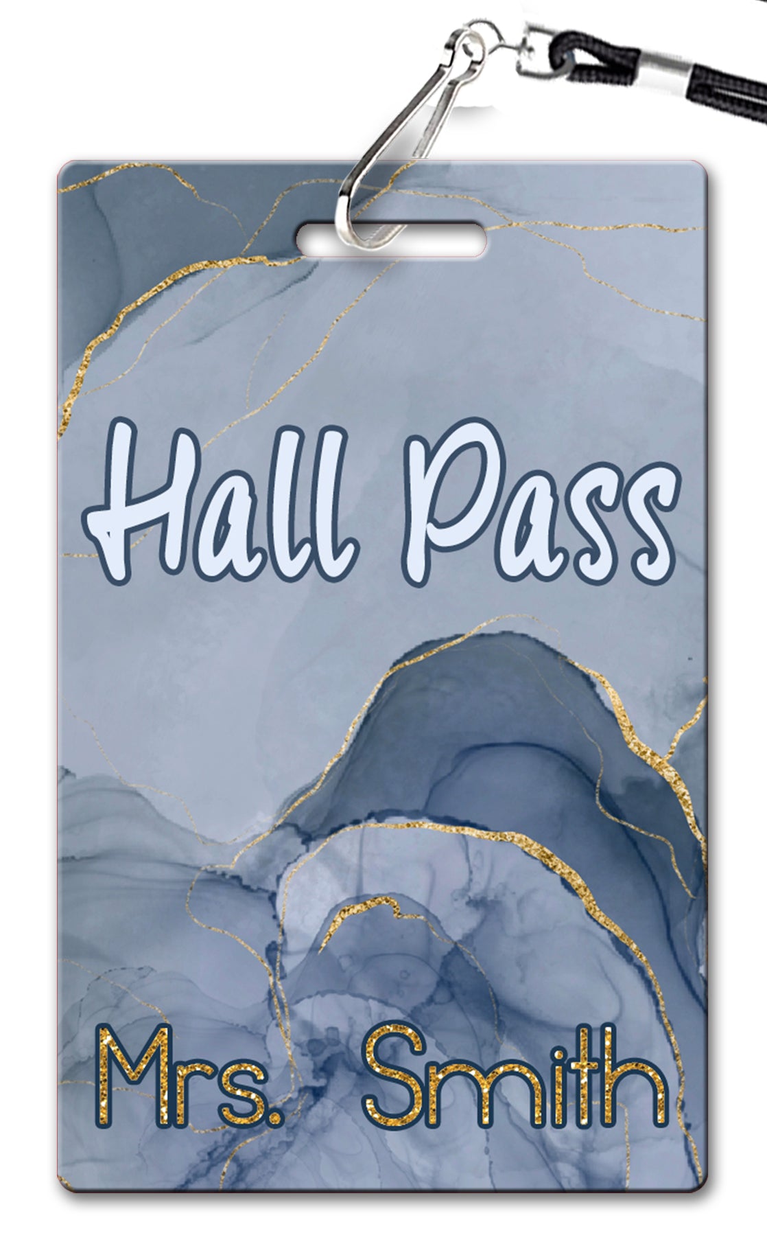 Blue and Gold Marble Hall Passes (Set of 10)