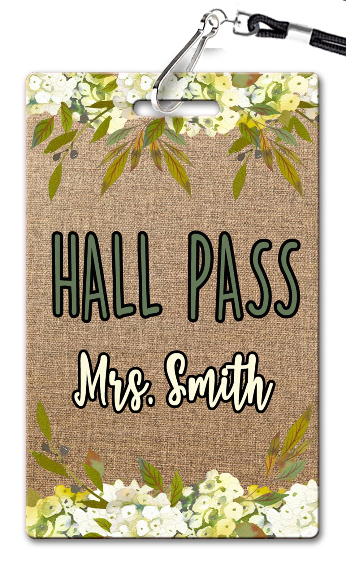Burlap and Flowers Hall Passes (Set of 10)