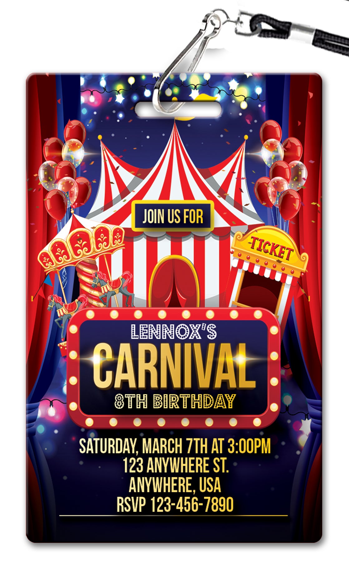 Circus Carnival Birthday Invitations - PVC Invites - VIP Birthday Invitations circus-carnival-birthday-invitations-pvc-invites-vip-birthday-invitations