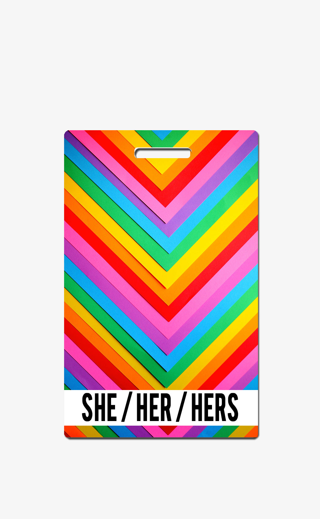 Rainbow Chevron Pronouns Badge Buddy