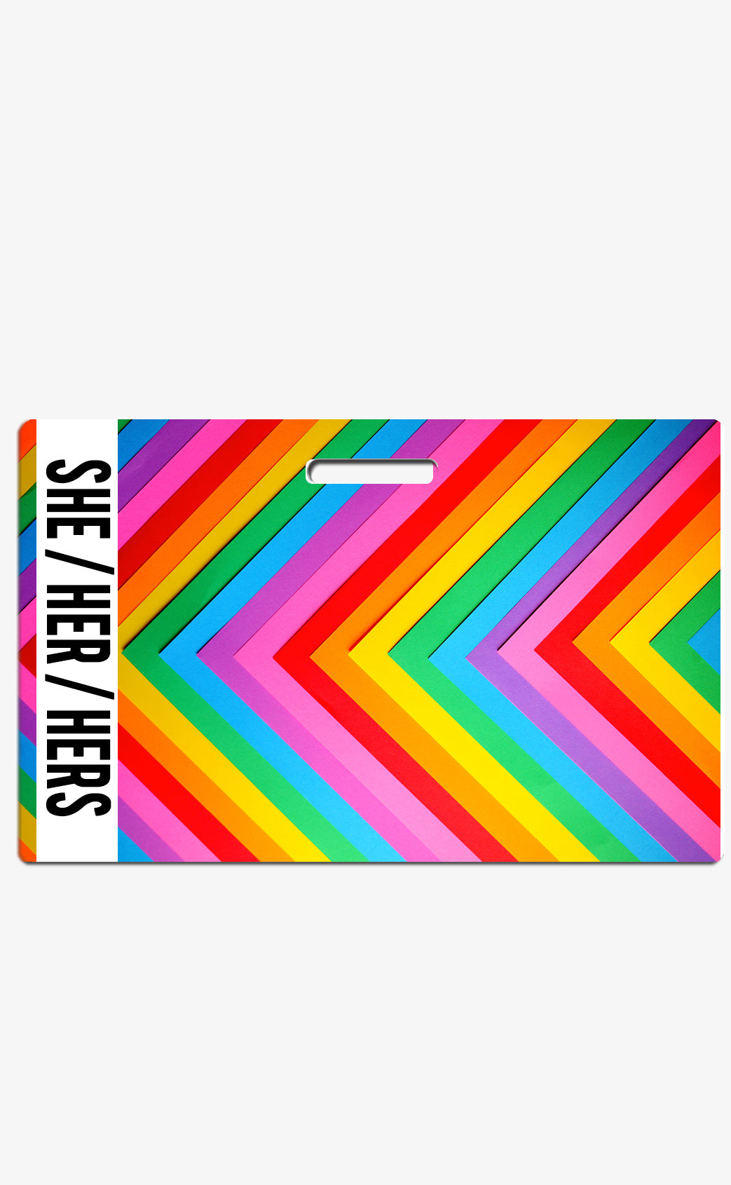 Rainbow Chevron Pronouns Badge Buddy