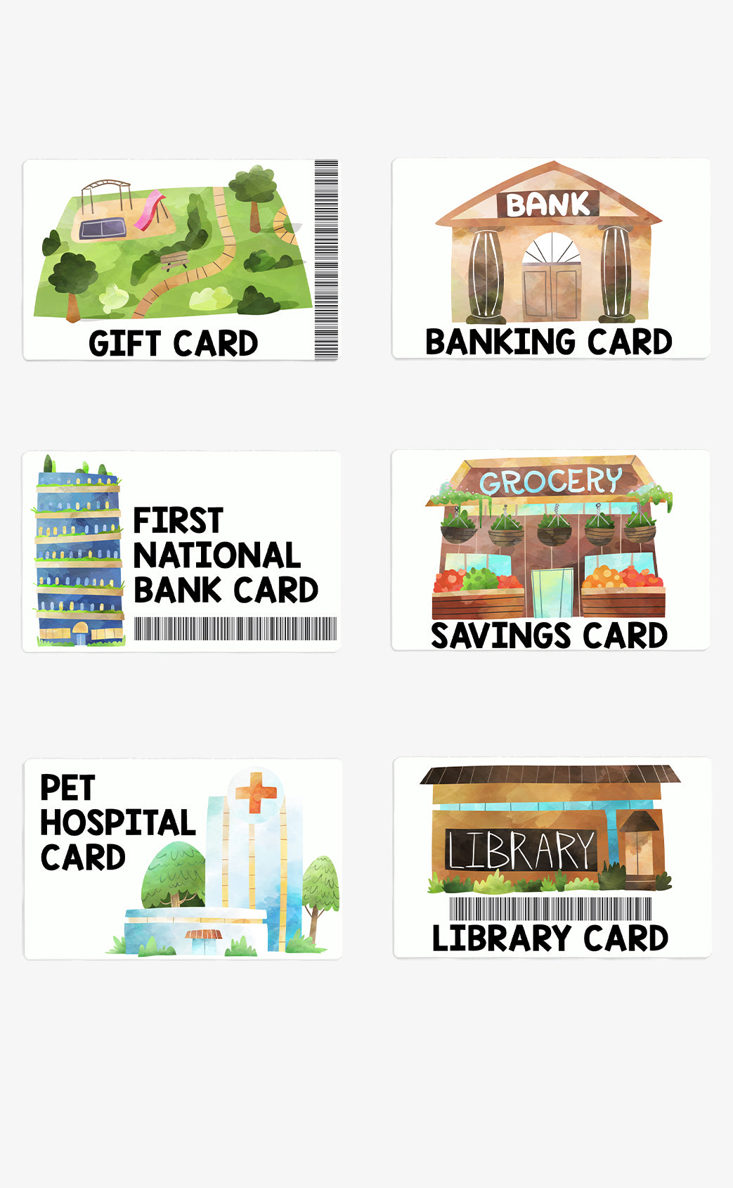 Dramatic Play Wallet Set (6 Cards)