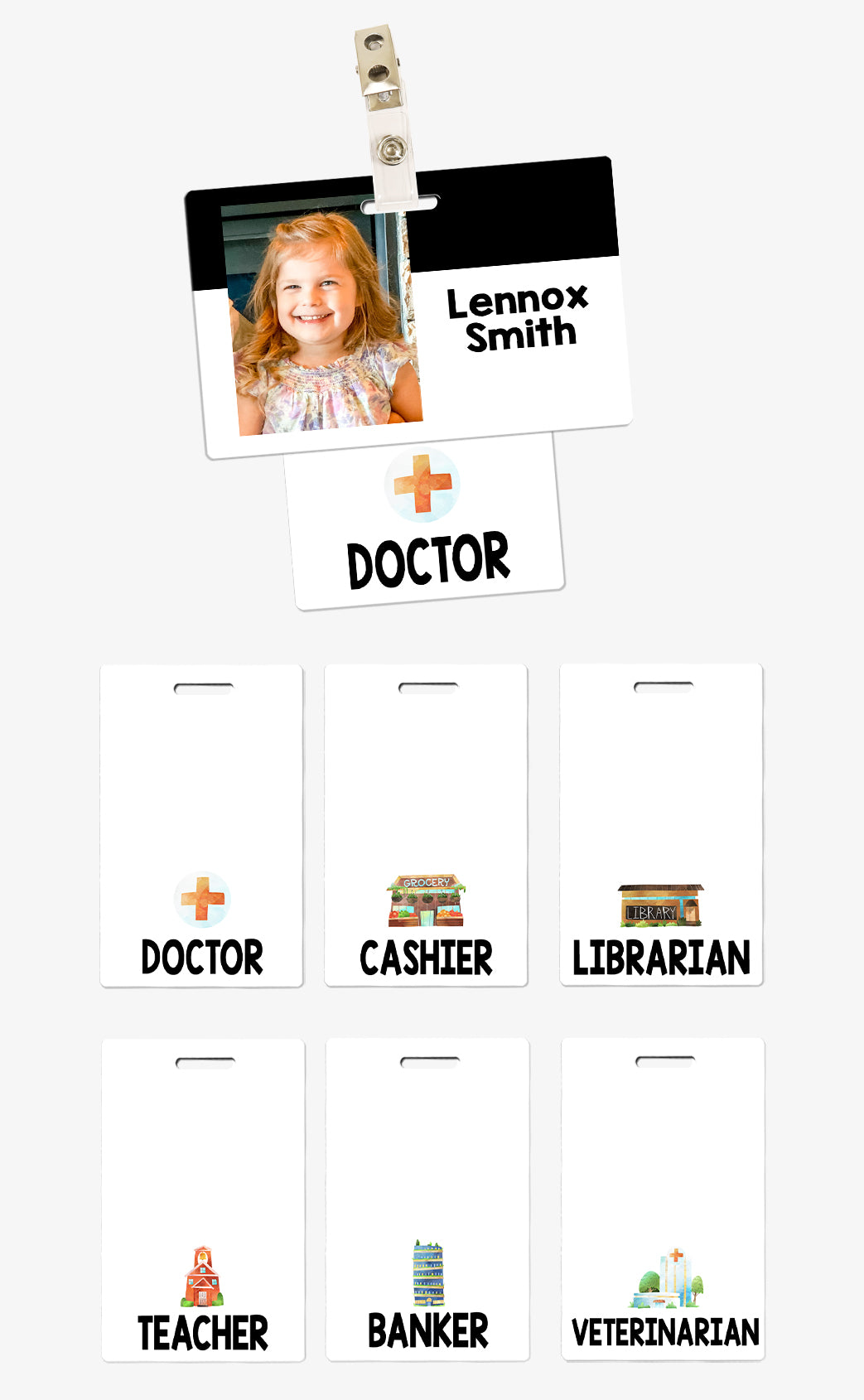 Dramatic Play Occupation Badge Set (7 Cards)