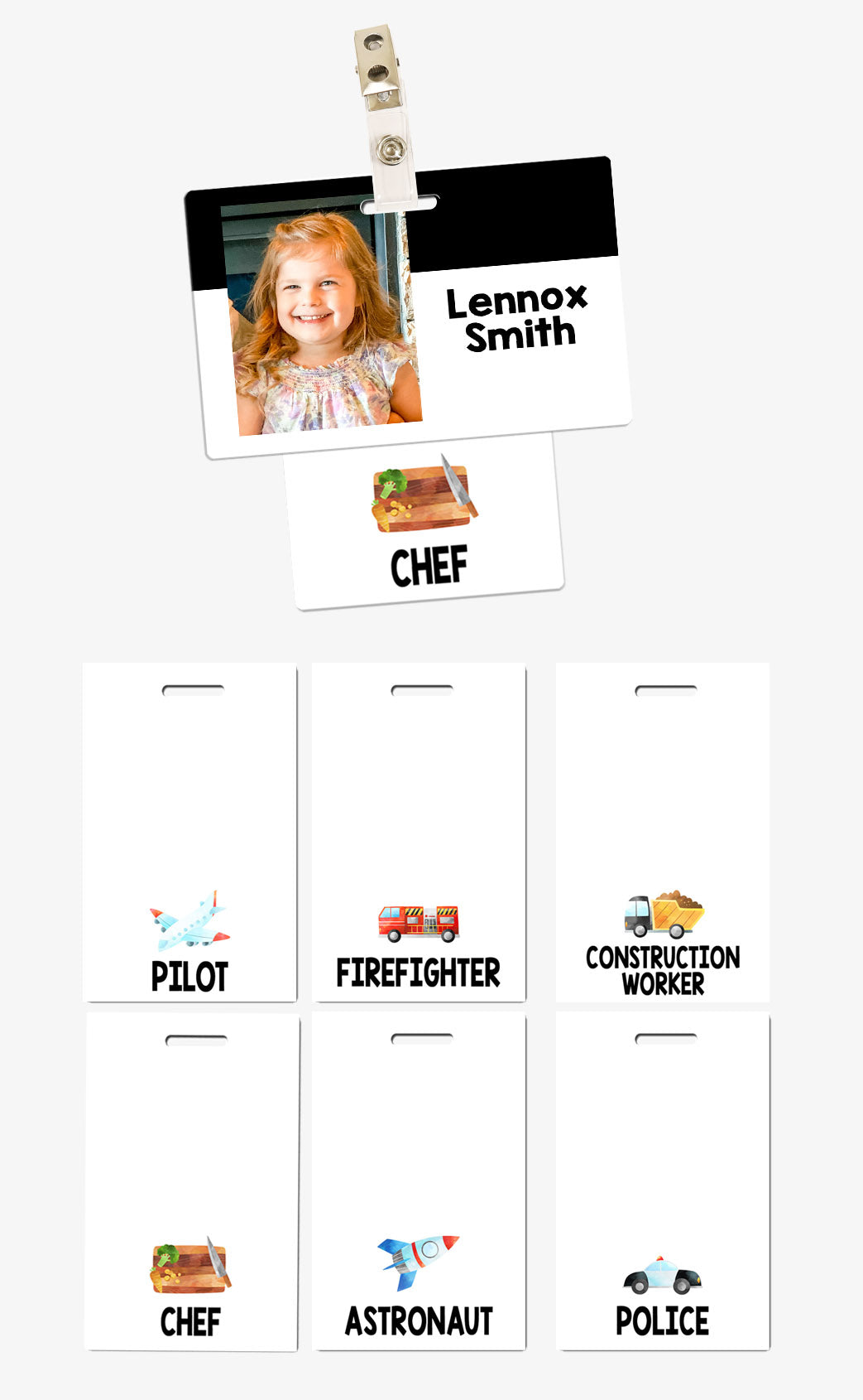 Dramatic Play Occupation Badge Set - Version 2 (7 Cards)