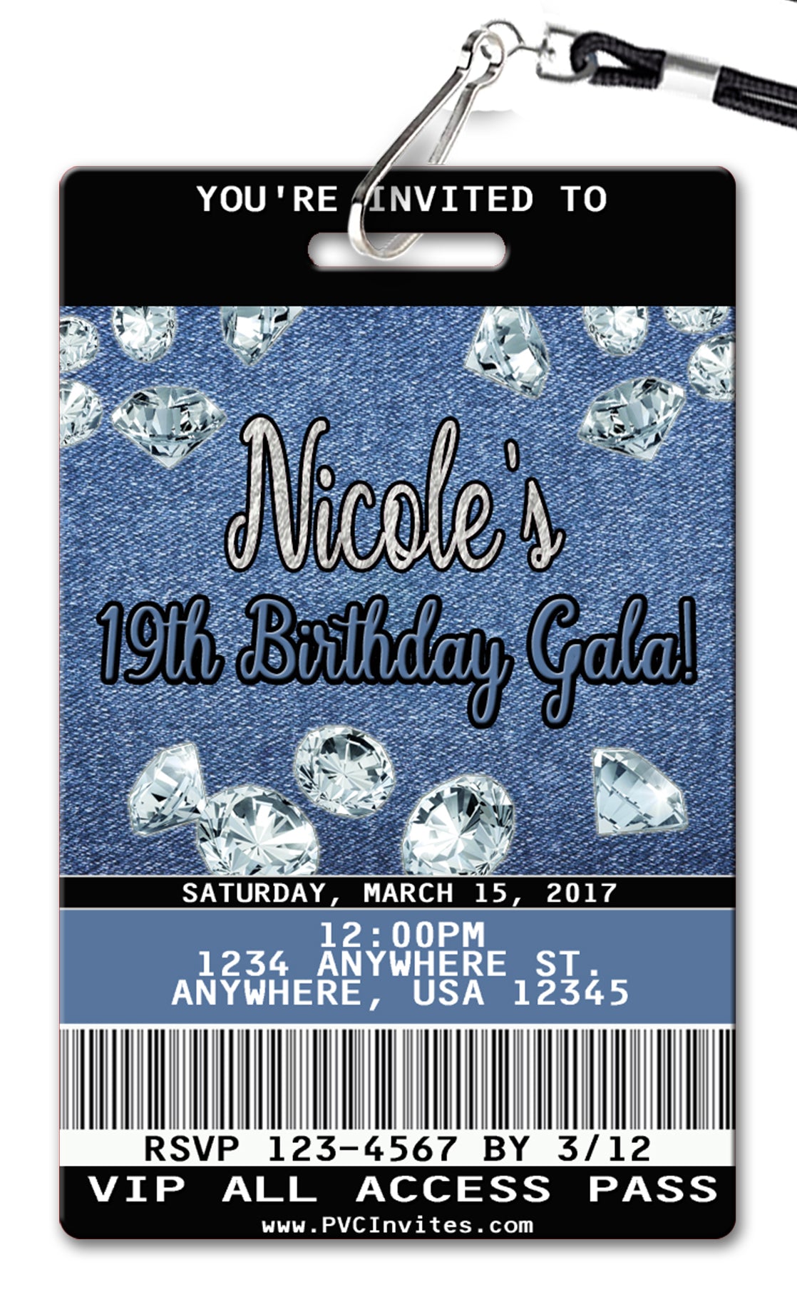 Denim and Diamonds Birthday Invitation