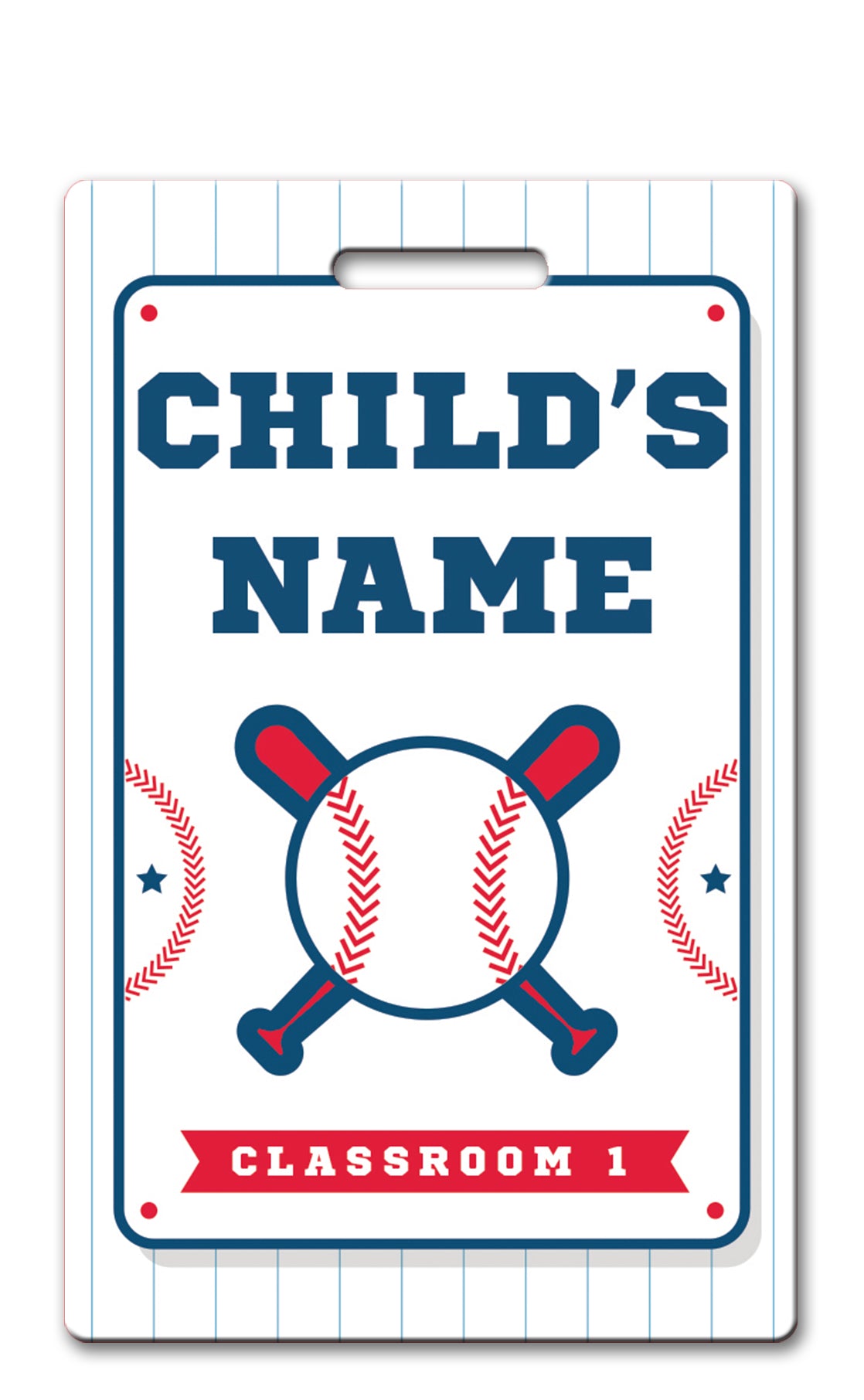 Baseball Backpack Allergy Name Tag