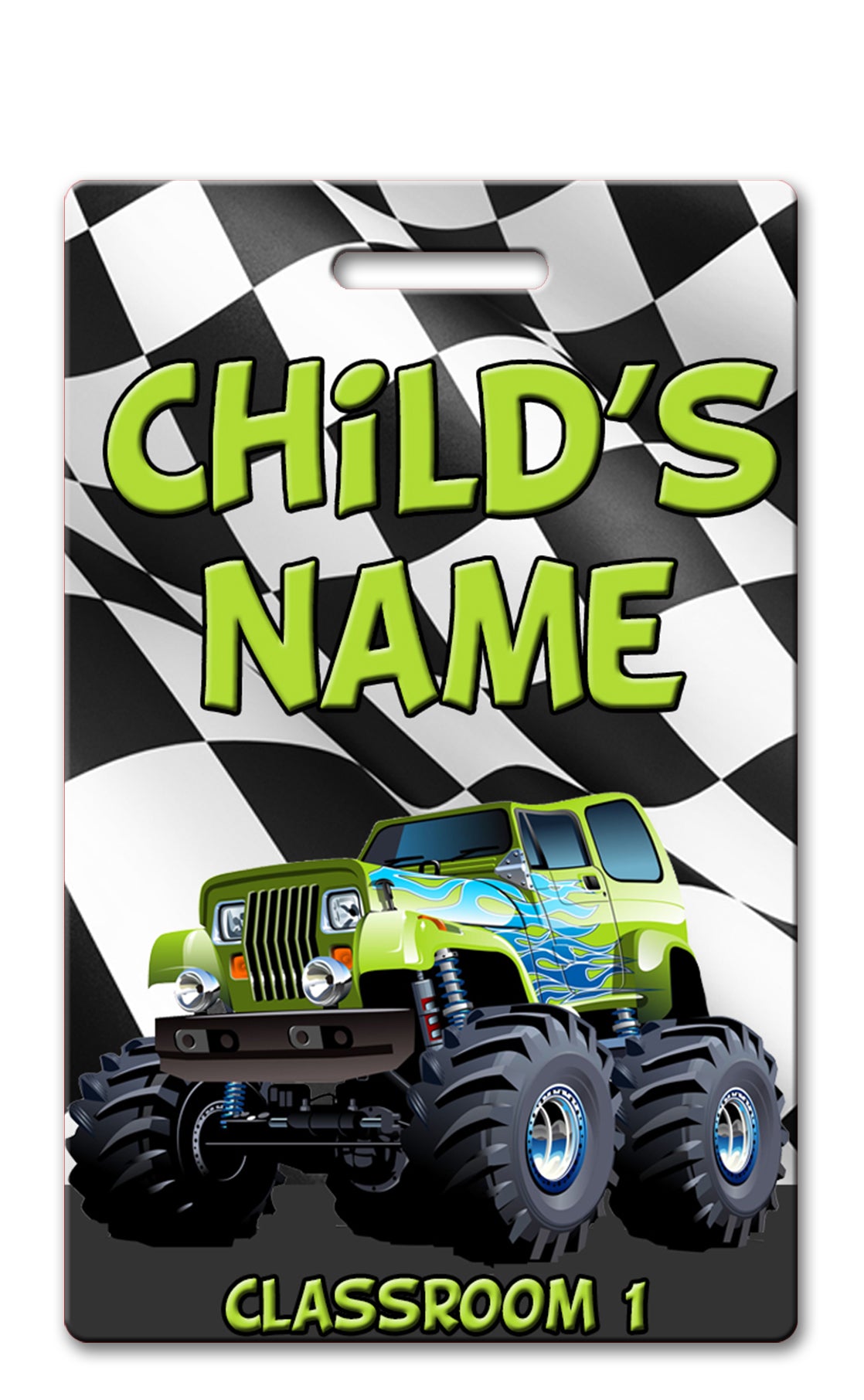 Monster Truck Backpack Allergy Name Tag
