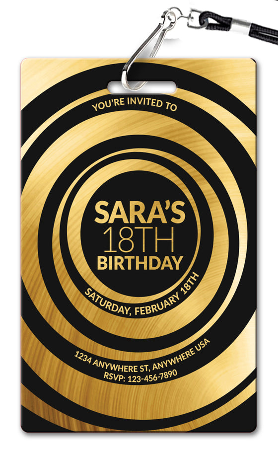 Gold Circles Birthday Invitation
