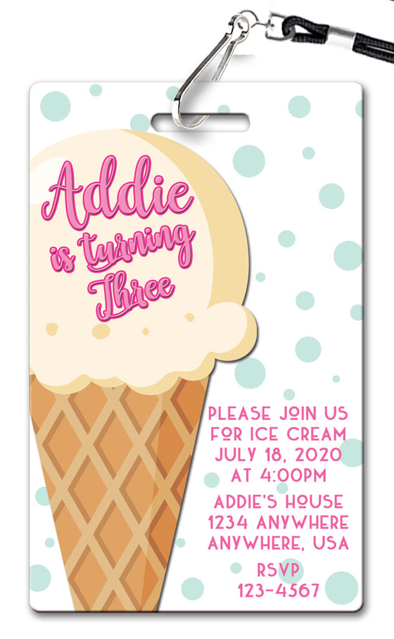 Ice Cream Cone Birthday Invitation