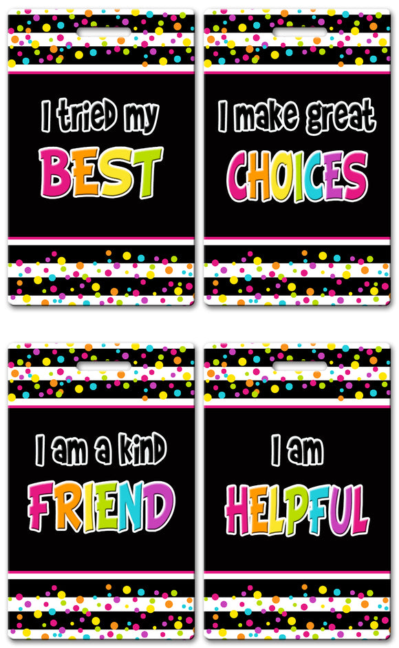 Neon Dots Theme Brag Tags (Set of 8)