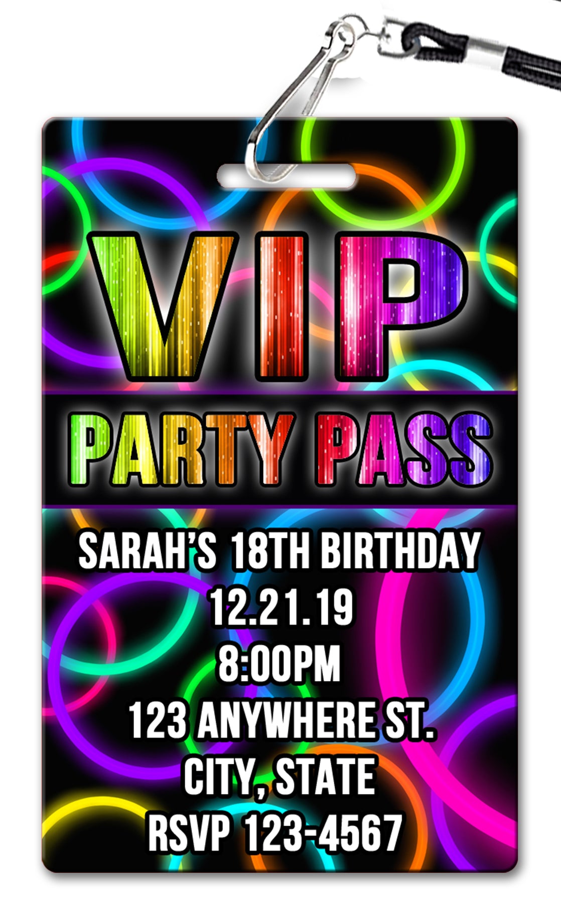 Neon Birthday Invitation