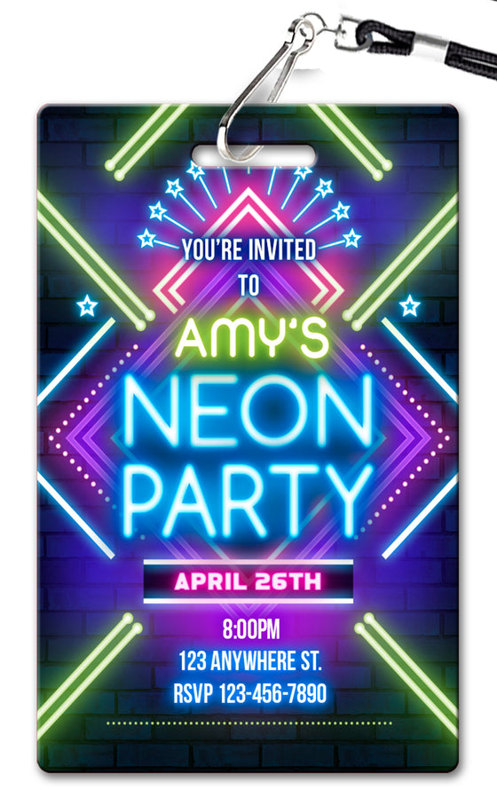 Neon Birthday Invitation