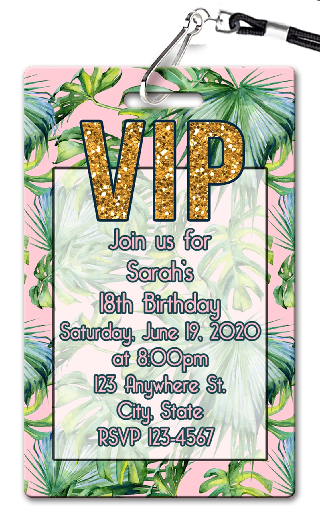 Palm Leaves Birthday Invitation