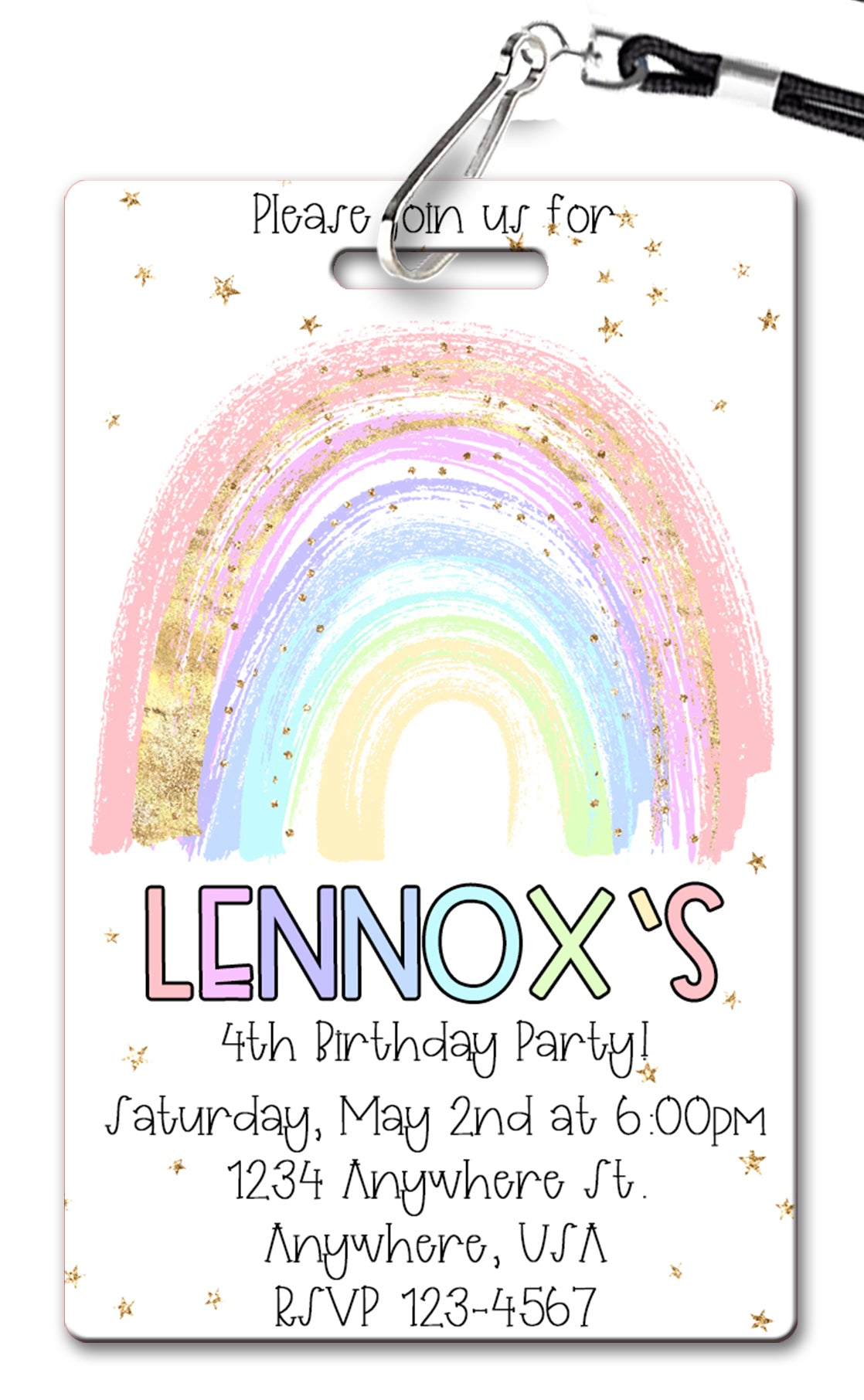 Pastel Rainbow Birthday Invitation
