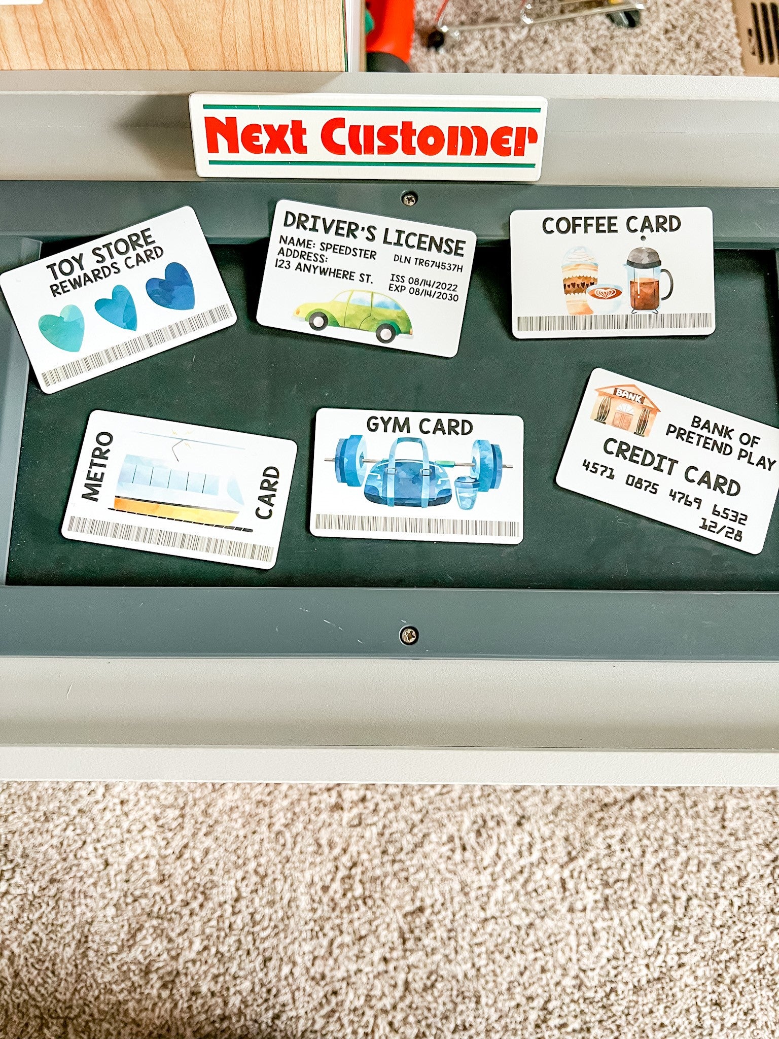 Dramatic Play Wallet Set - Version 2 (6 Cards)