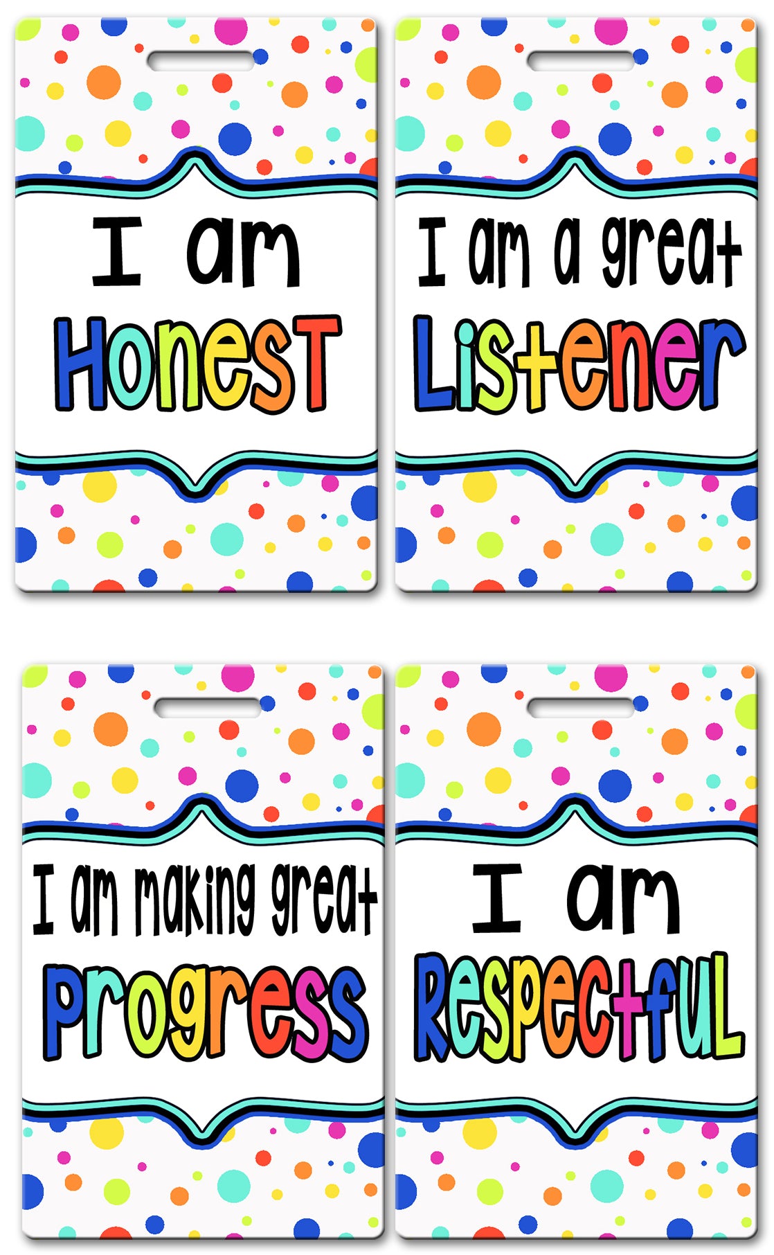 Polka Dot Theme Brag Tags (Set of 8)