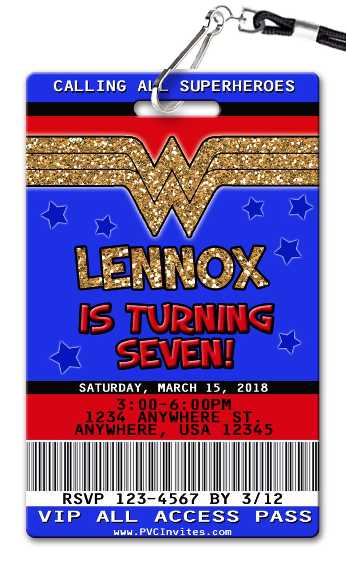 Wonder Woman Birthday Invitation