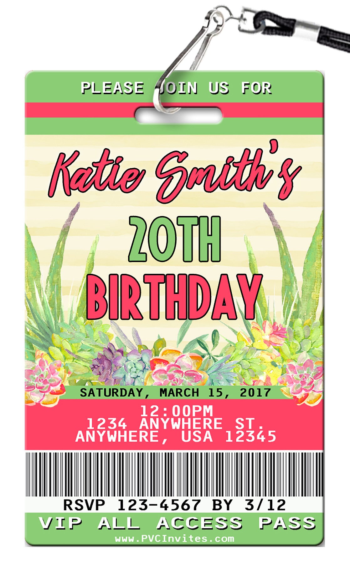 succulent birthday invitations Succulents Birthday Invitations - PVC Invites