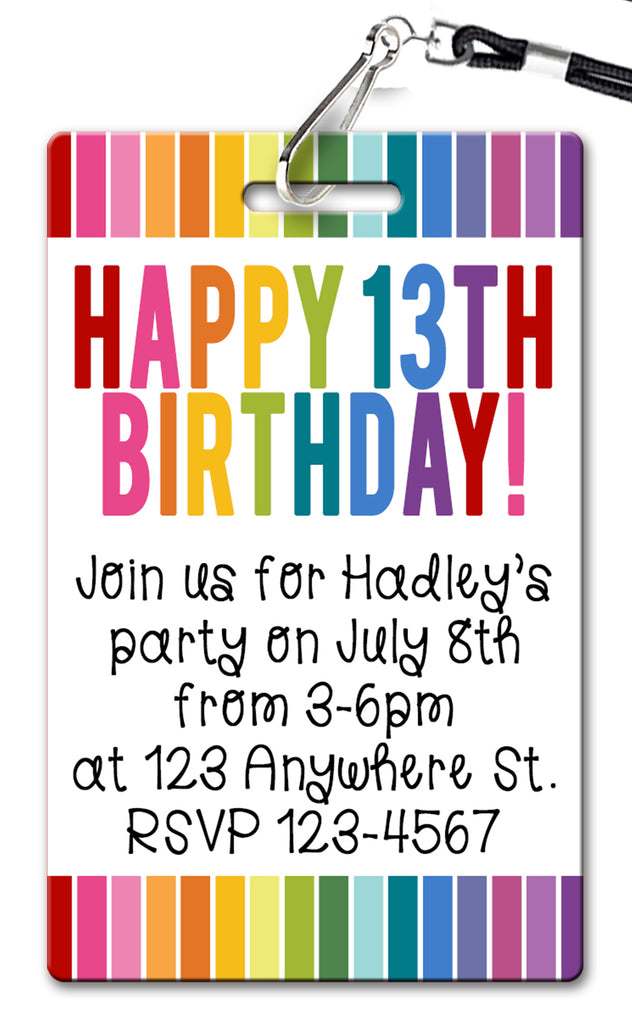 Rainbow Lines Birthday Invitation