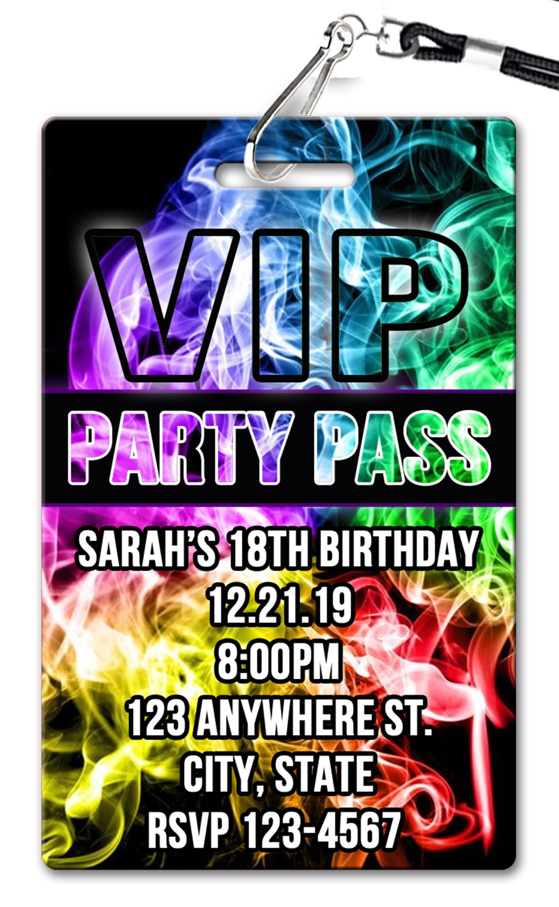 Rainbow Smoke Birthday Invitation