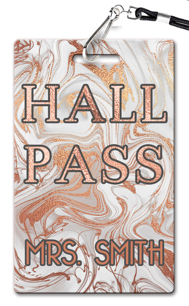 Rose Gold Marble Hall Passes (Set of 10)