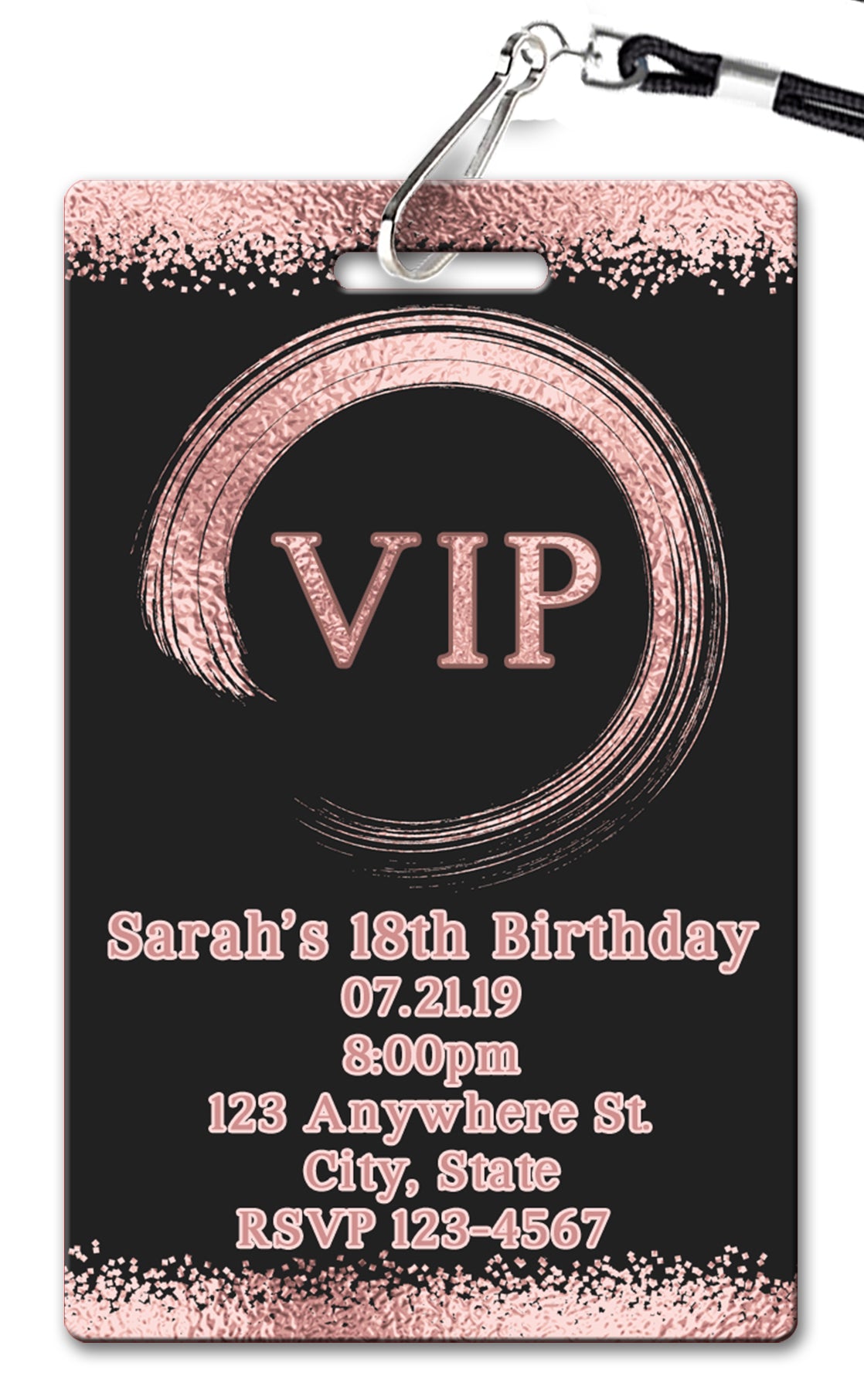 Rose Gold VIP Pass Birthday Invitation