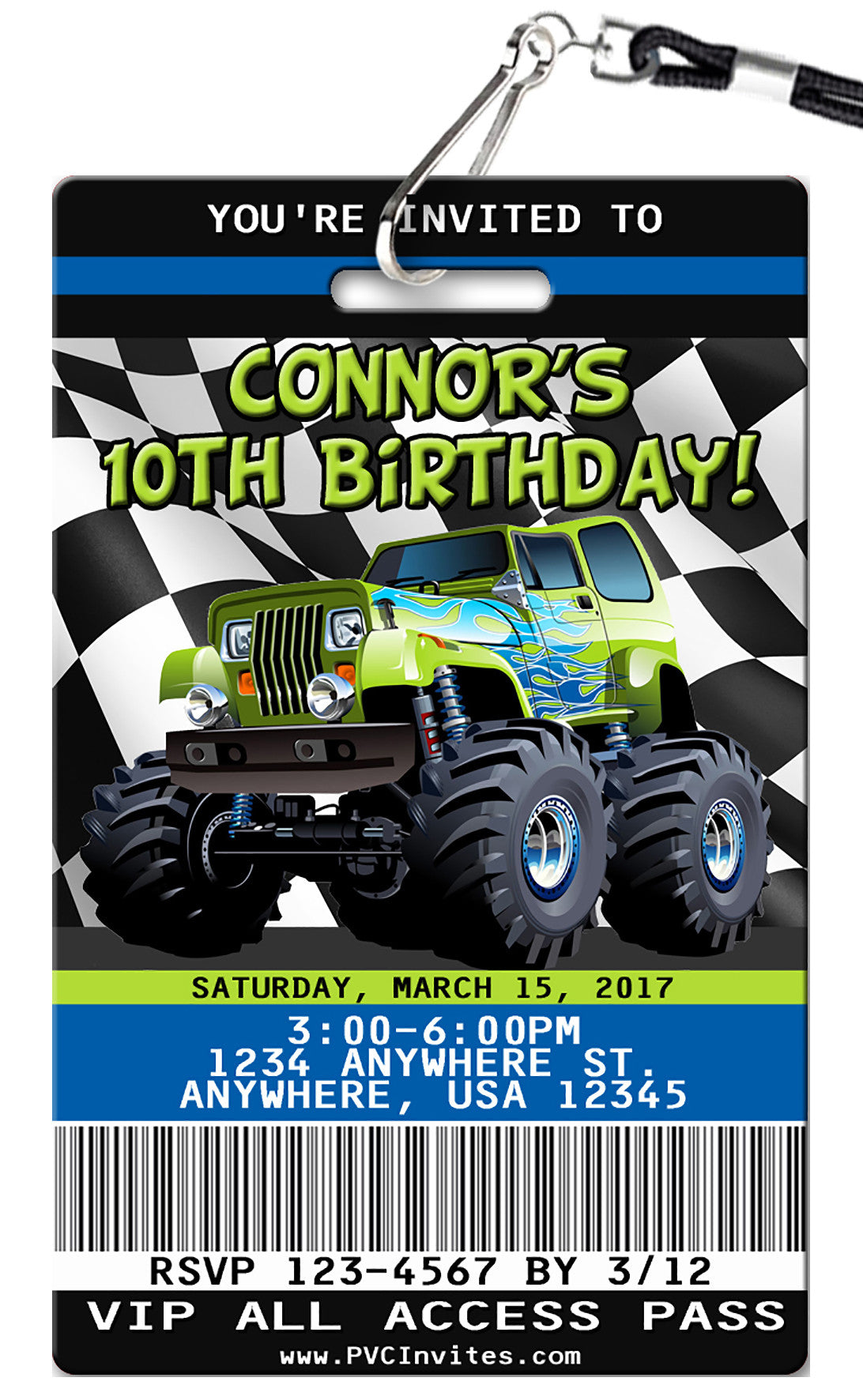 Monster Truck Birthday Invitation