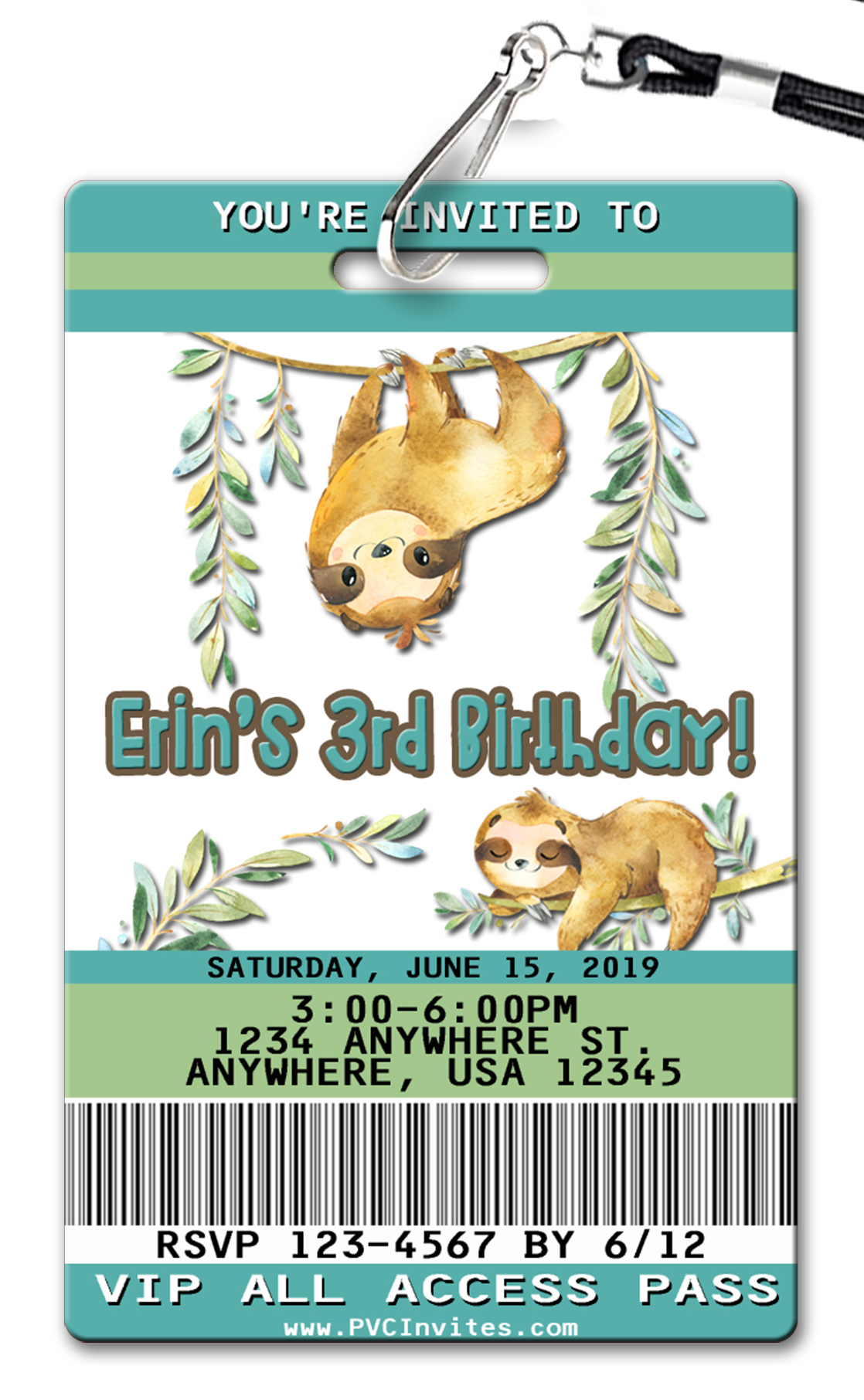 Sloths Birthday Invitation