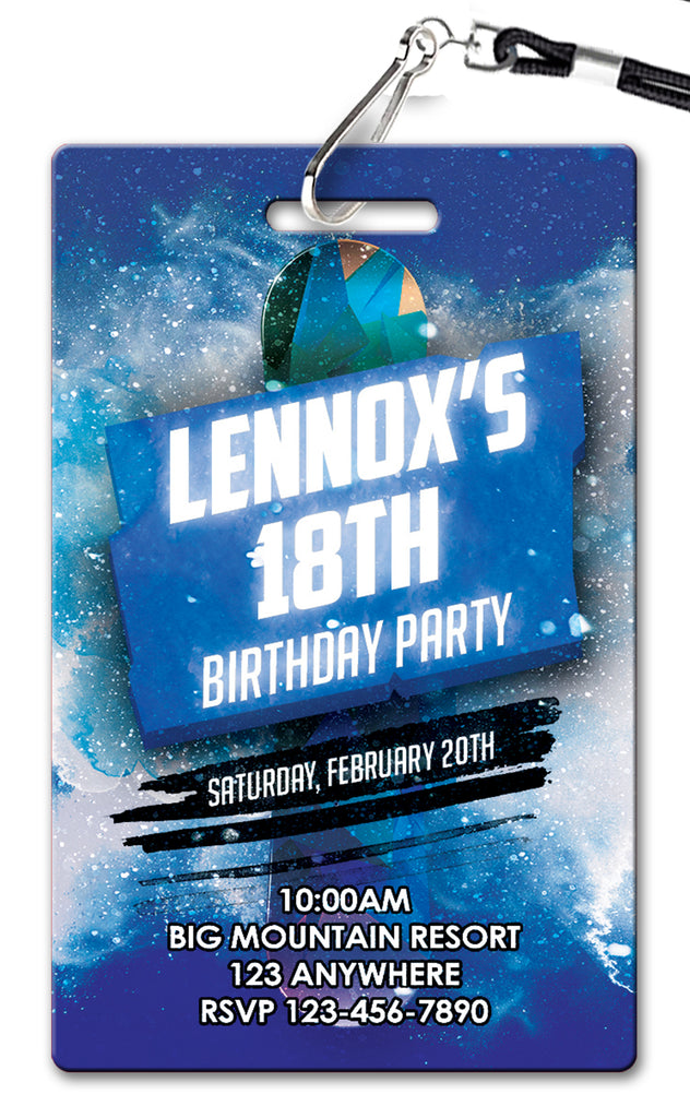 Snowboard Birthday Invitation