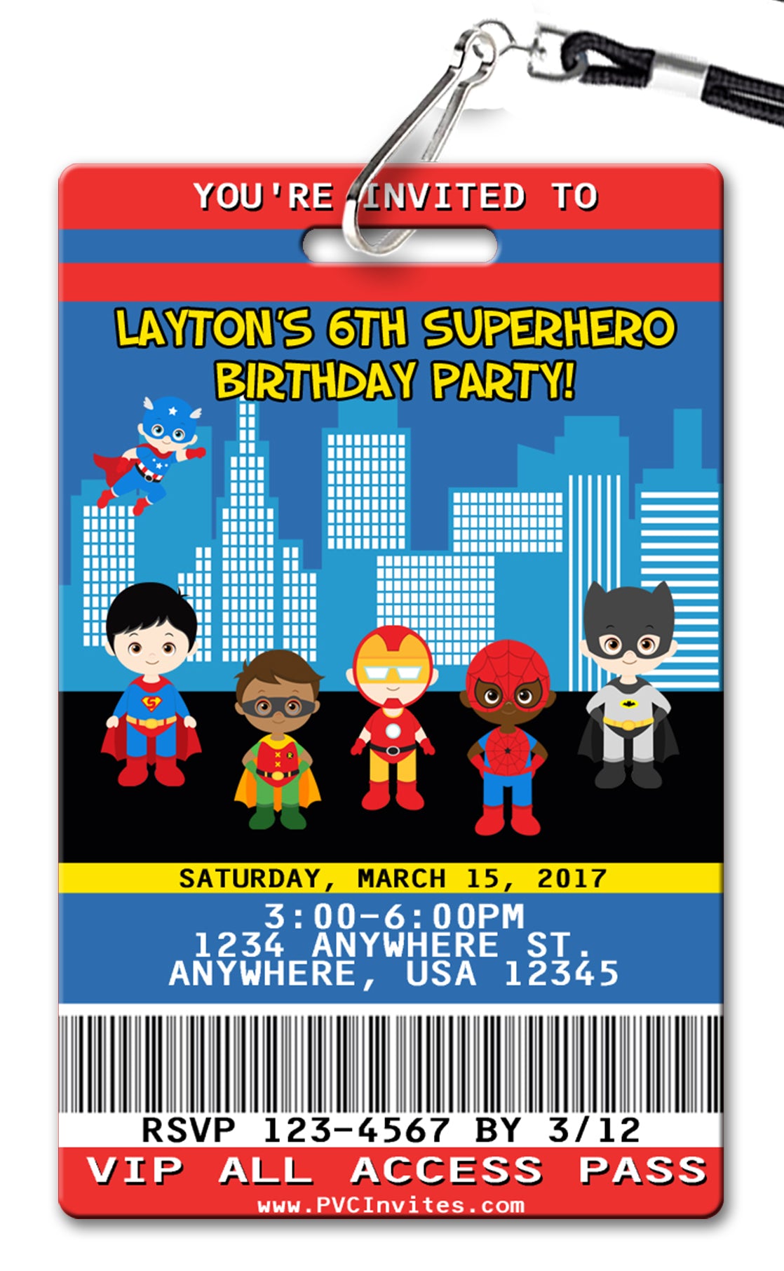 Superhero Birthday Invitation