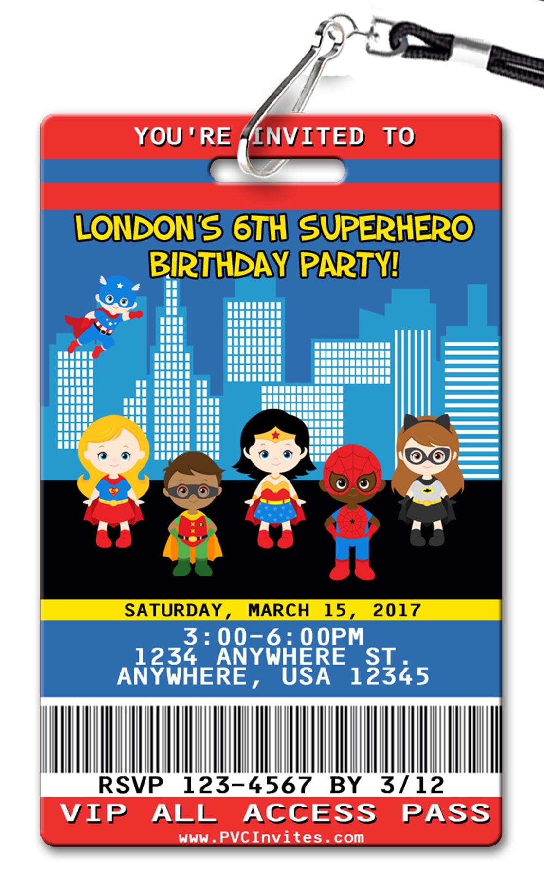 Superhero Girl Birthday Invitation