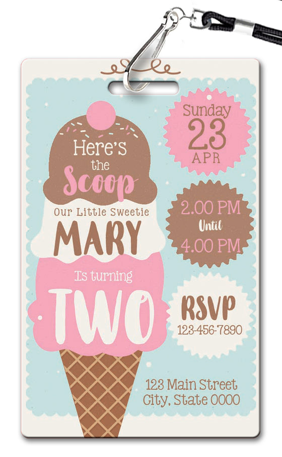 Ice Cream Scoop Birthday Invitation