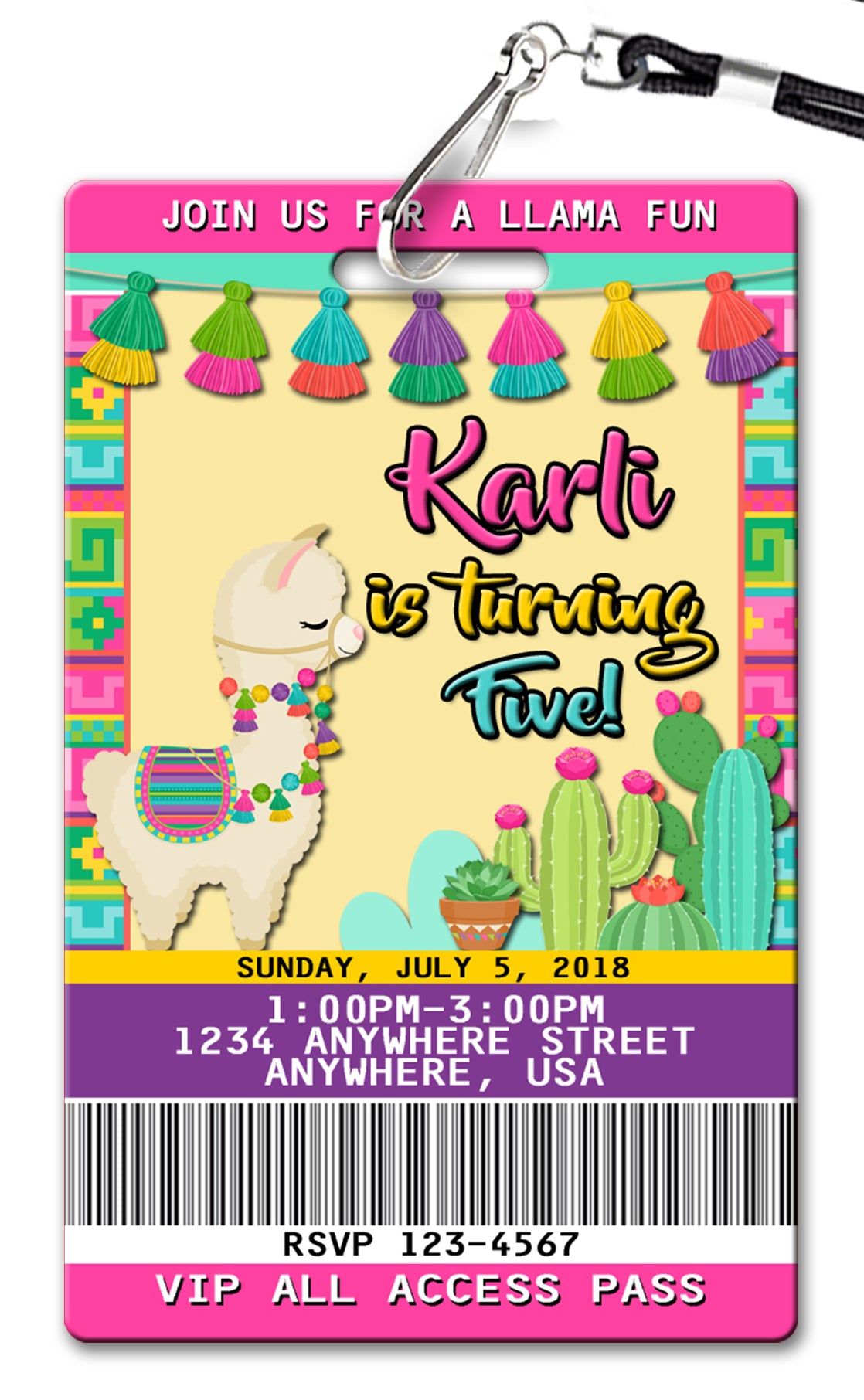 Llama Birthday Invitation