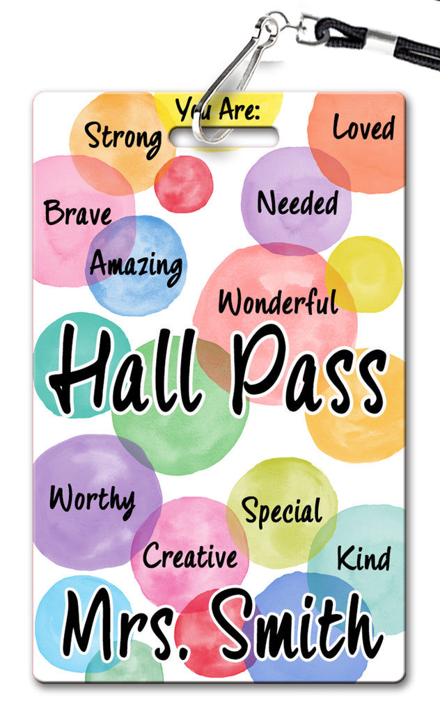 Watercolor Words Hall Passes (Set of 10)