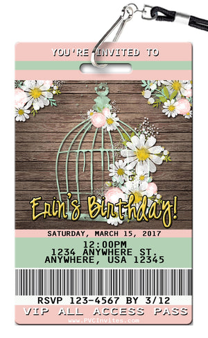 Birdcage Birthday Invitation