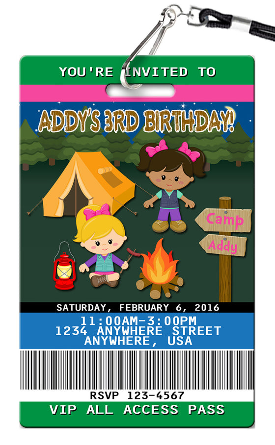 Camping Girl Birthday Invitation