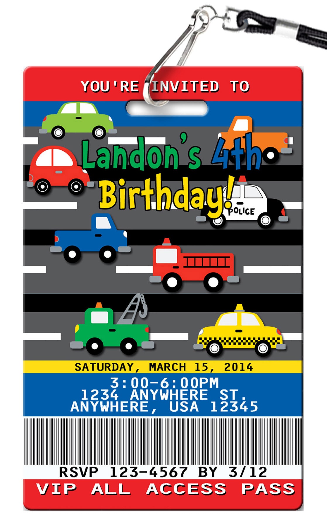 Cars Birthday Invitations PVC Invites VIP Birthday Invitations