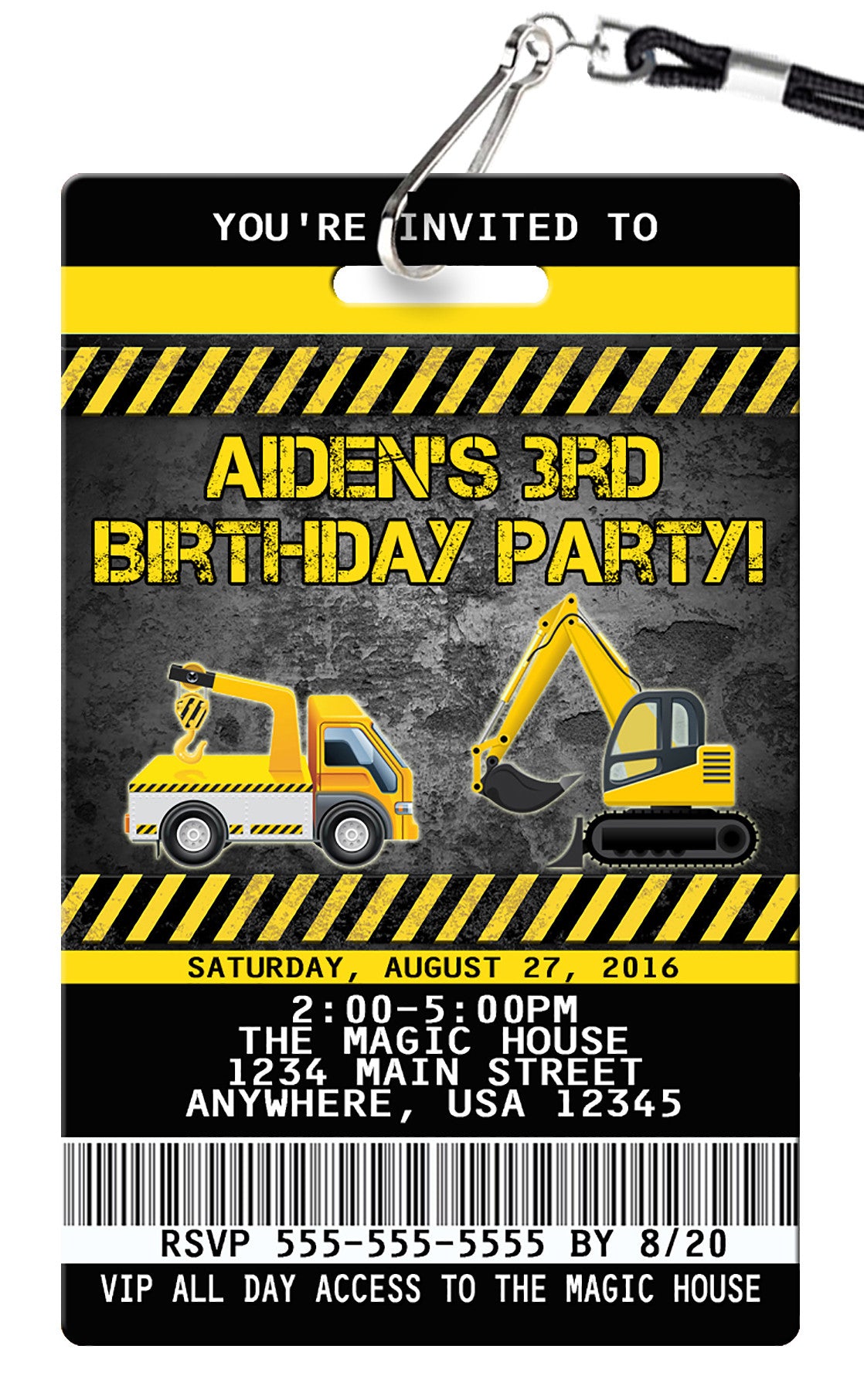 Construction Birthday Invitation
