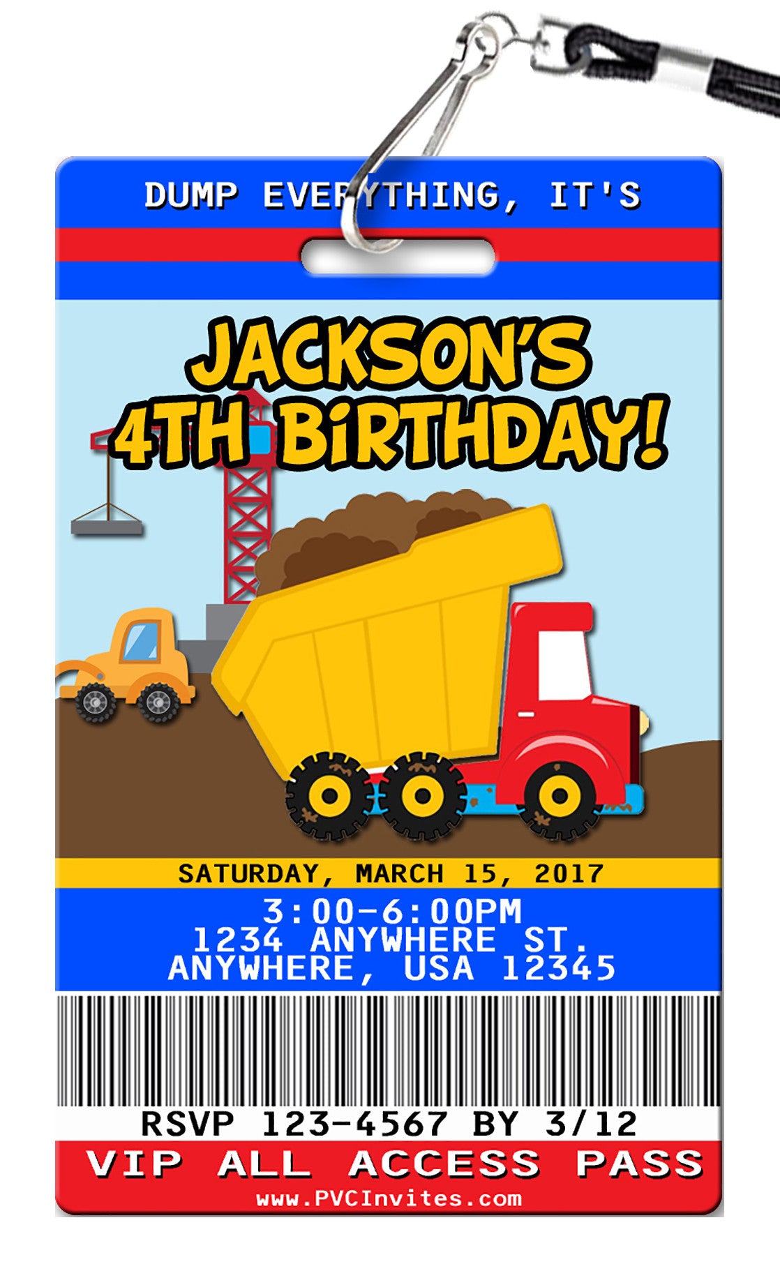 Dump Truck Birthday Invitation