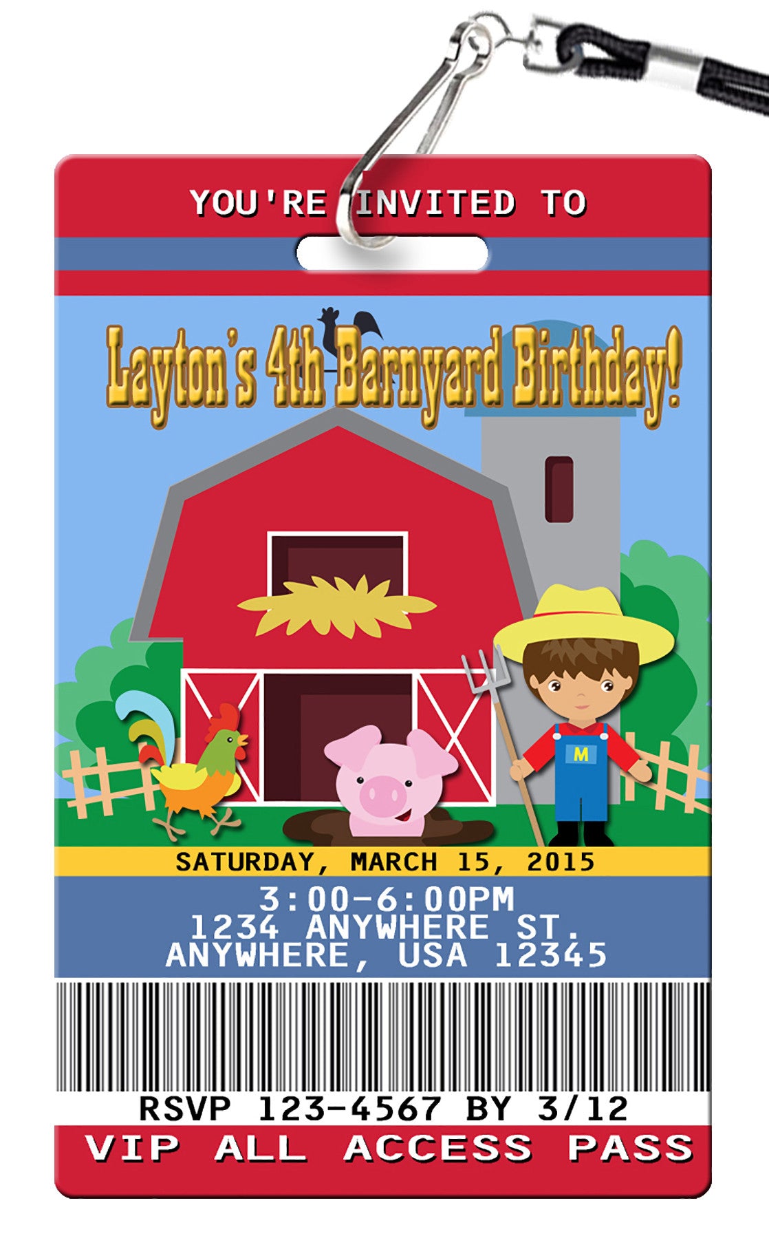 Farm Birthday Invitations - PVC Invites - VIP Birthday Invitations, image size:1118x1812