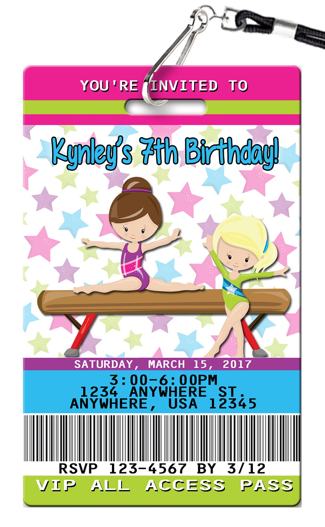 Gymnastics Birthday Invitation