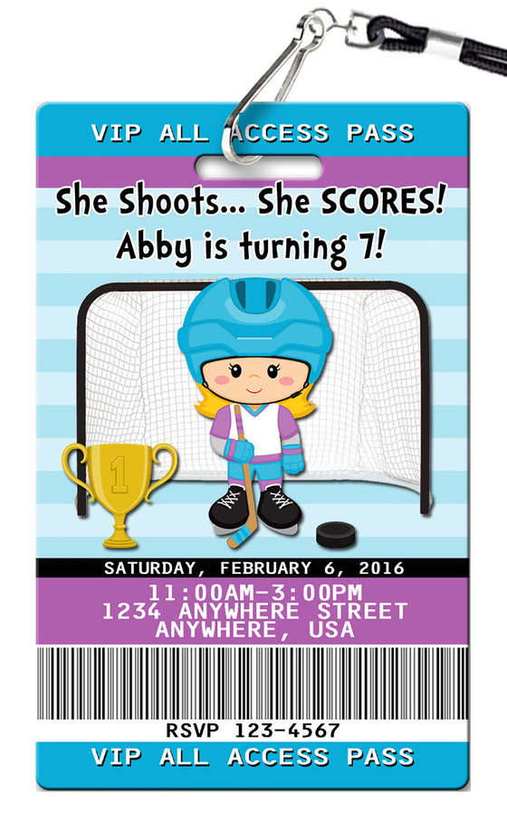 Hockey Girl Birthday Invitation