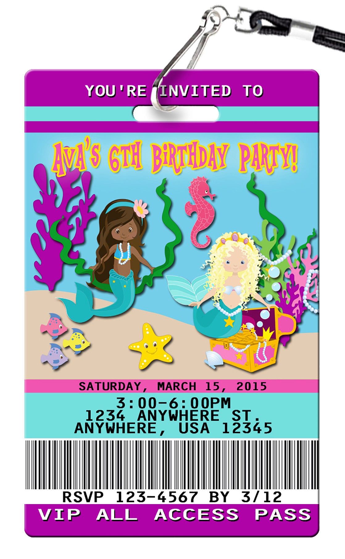 Mermaid Birthday Invitation