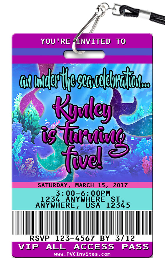 Mermaid Glitter Birthday Invitation
