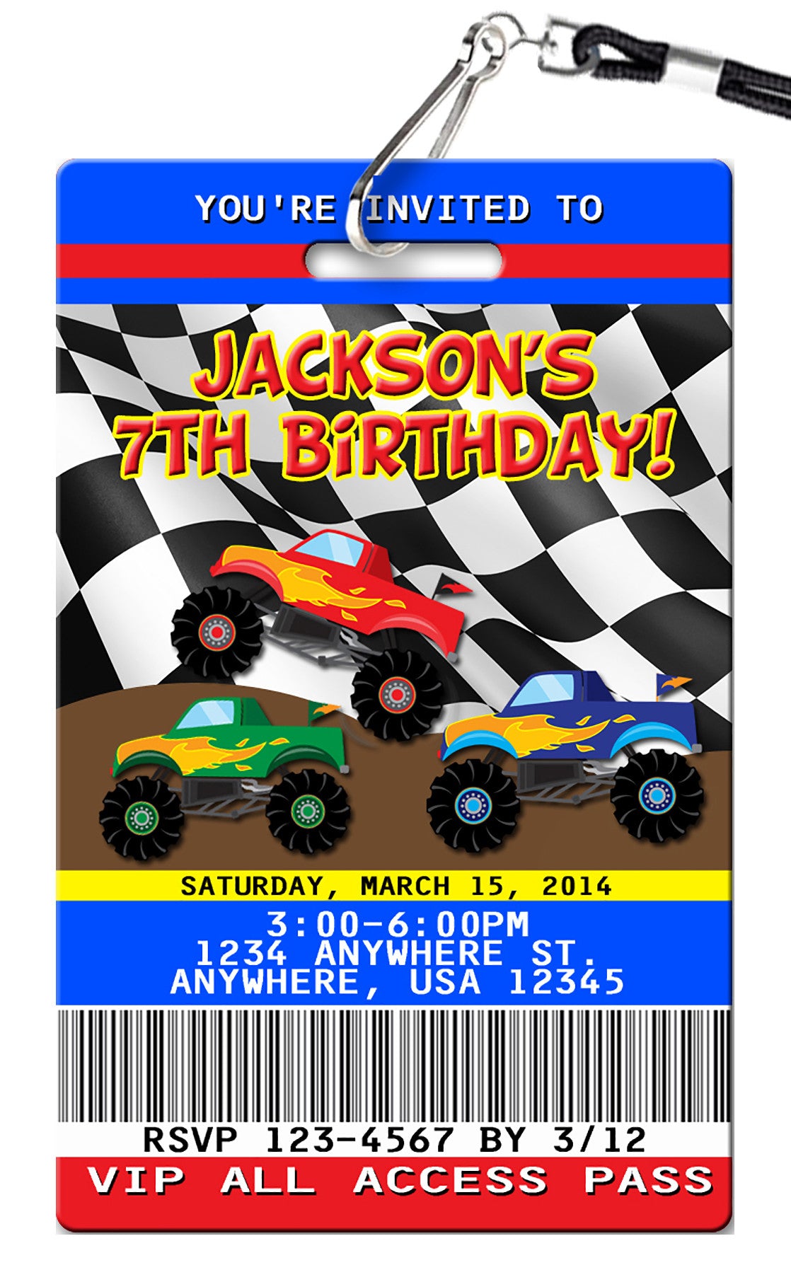 Monster Truck Birthday Invitation