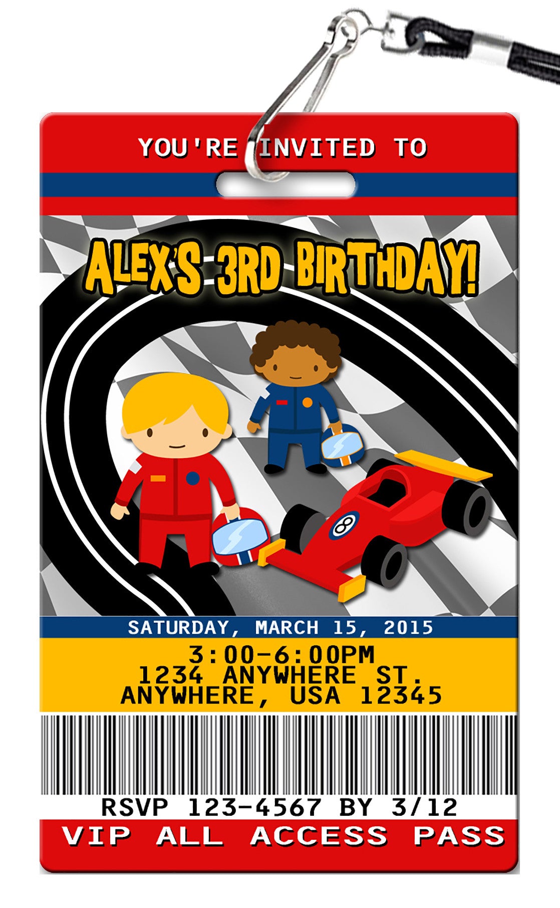 Race Car Birthday Invitation