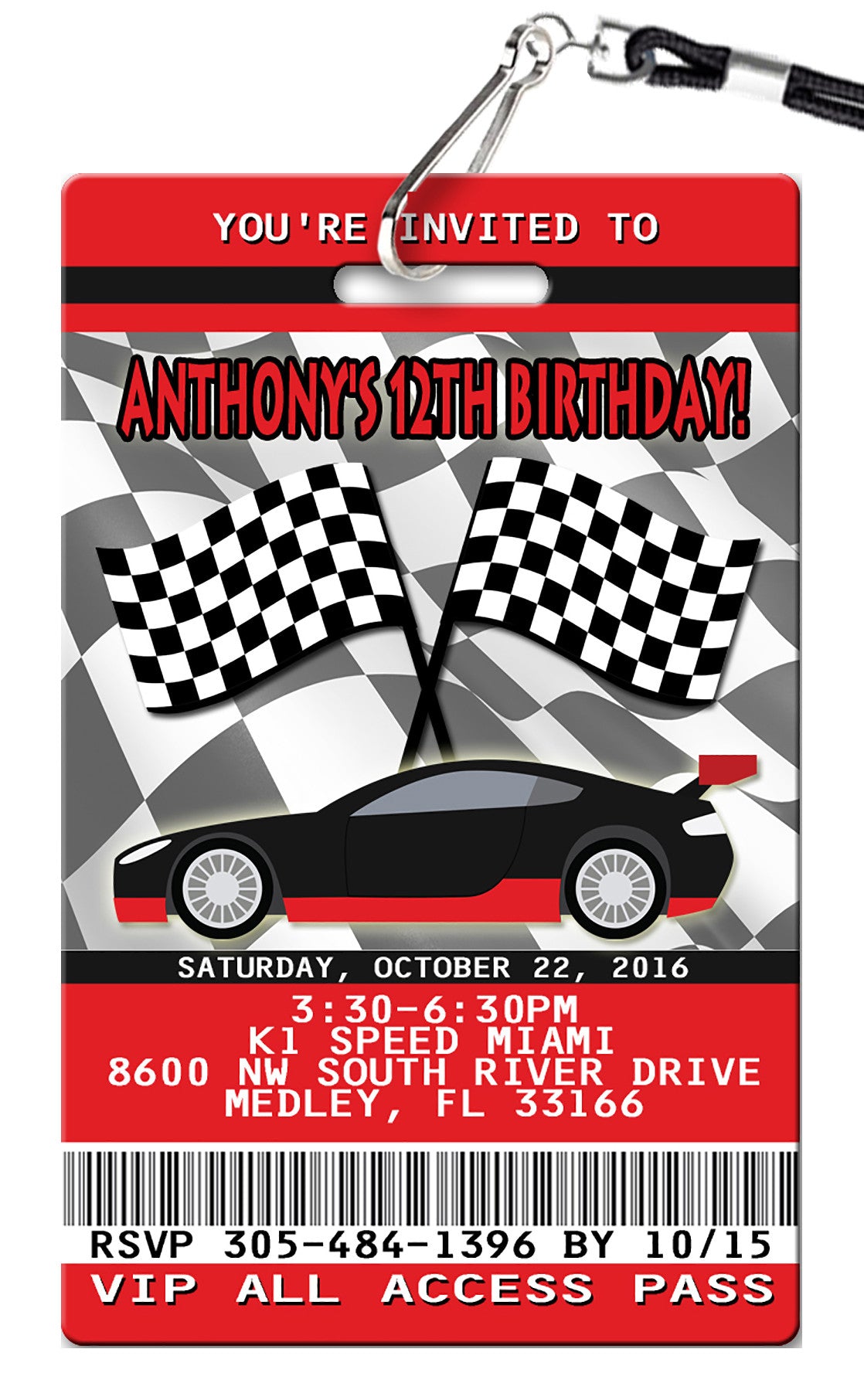 Race Car Birthday Invitation